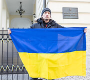 Laisvosios Rusijos forumas prie Ukrainos ambasados surengė solidarumo akciją