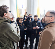 Robertas Kaunas susitiko su protesto dalyviais