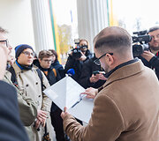 Robertas Kaunas susitiko su protesto dalyviais