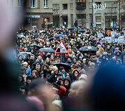Protestas &bdquo;&Scaron;alin rankas nuo laisvo žodžio&ldquo;