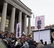 Protestas &bdquo;&Scaron;alin rankas nuo laisvo žodžio&ldquo;