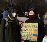 Protesto akcija prie&scaron; JAV veiksmus Venesueloje