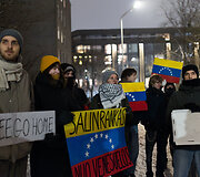 Protesto akcija prie&scaron; JAV veiksmus Venesueloje