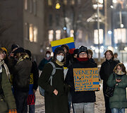 Protesto akcija prie&scaron; JAV veiksmus Venesueloje