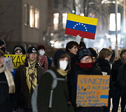 Protesto akcija prie&scaron; JAV veiksmus Venesueloje