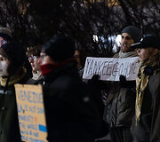 Protesto akcija prie&scaron; JAV veiksmus Venesueloje