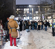 Protesto akcija prie&scaron; JAV veiksmus Venesueloje