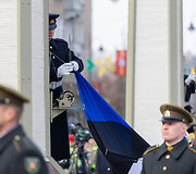 Valstybės vėliavos pakėlimo ceremonija Nepriklausomybės aik&scaron;tėje