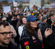 Vilniaus Katedros aik&scaron;tėje surengta protesto akcija &bdquo;&Scaron;alin rankas nuo laisvo žodžio&ldquo;