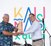 Klaipėdos meras V. Grubliauskas ir Kauno vicemeras M. Jurgutis