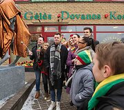 Vyčio skulptūros atidengimo ceremonijos akimirka 