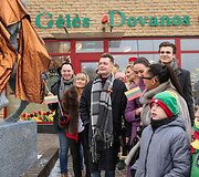 Vyčio skulptūros atidengimo ceremonijos akimirka 