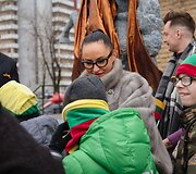 Vyčio skulptūros atidengimo ceremonijos akimirka 
