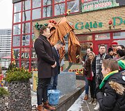 Vyčio skulptūros atidengimo ceremonijos akimirka 