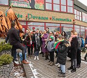 Vyčio skulptūros atidengimo ceremonijos akimirka 