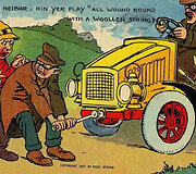 Automobilio užvedimas rankena, 1907-ųjų pie&scaron;inys.