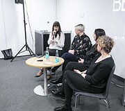 Asta Pakarklytė, Laima Kreivytė, Lina Kaminskaitė-Jančorienė, Goda Dap&scaron;ytė.Pokalbis &bdquo;Ko jos dar nori? Moterų profesinė padėtis menų srityse&ldquo;