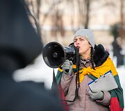 Protestas Luki&scaron;kių aik&scaron;tėje