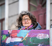 Birutė Nomeda Stankūnienė proteste &bdquo;Einanti paroda&ldquo;