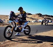 Motociklininkai pirmosios Dakaro ralio dienos fini&scaron;e