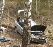 &bdquo;Ford Mondeo&ldquo; automobilis po avarijos Molėtų rajone