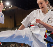 Pasaulio pilno kontakto karatė čempionato akimirka. Brigita Gustaitytė