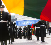 S. Daukanto aik&scaron;tėje vyko Lietuvos ir NATO vėliavų pakėlimo ceremonija