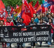 Solidarumo su Graikija demonstracija Briuselyje