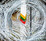 Spaudos konferencija prie Lietuvos ir Baltarusijos pasienio
