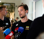 Rūtos Meilutytės ir plaukikų komandos pasitikimas Vilniaus oro uoste