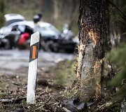 Karačiūnų gatvėje BMW atsitrenkė į medį