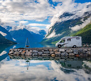 Family vacation travel RV, holiday trip in motorhome