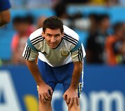Lionelis Messi ap&scaron;ilinėja prie&scaron; rungtynes su Vokietijos rinktine 