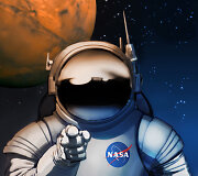 NASA plakatai, kviečiantys keliauti į Marsą