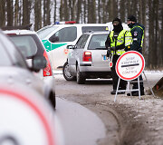 Policijos kontrolės postas prie Ukmergės gatvės &scaron;alia Avižienių