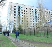 Avdijivkos miestas, vos trys &scaron;imtai metrų nuo fronto linijos, skiriančios Ukrainos pajėgas nuo Rusijos remiamų separatistų