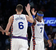 Kristapas Porzingis ir Carmelo Anthony
