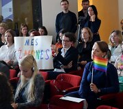 Per Juozo Bernatonio kalbą protestavo LGBT bendruomenė