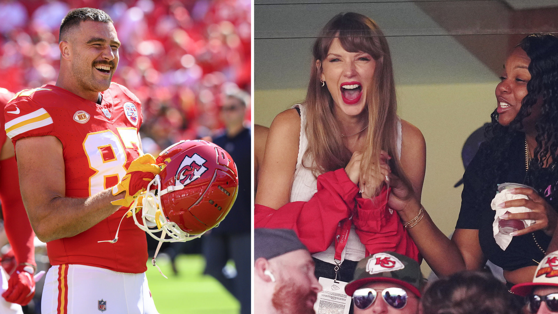 Travisas Kelce'as ir Taylor Swift / Scanpix ir Getty nuotraukos