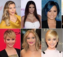 Kim Kardashian, Demi Lovato, Jennifer Lawrence ir Anne Hathaway šukuosenų pokyčiai