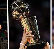 NBA finale kovos Žydrūnas Ilgauskas ir Dirkas Nowitzki.