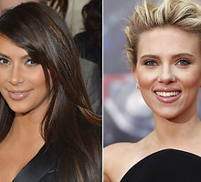 Kuri gražesnė: blondinė ar brunetė? Kairėje: Kim Kardashian, dešinėje: Scarlett Johansson.