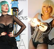 Kairėje: Lady Gaga, dešinėje: antrininkė Donna Marie Trego