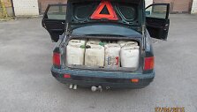 Sulaikytas automobilis su dyzelino kroviniu