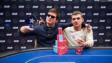 EPT &scaron;alutinio turnyro laimėtojas Laurynas Levinskas (kairėje) / PokerStars.net nuotr.