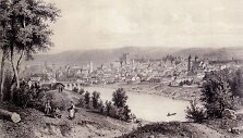 Vienas parodos eksponatų - Eženas Siseris, Filipas Benua pagal Mykolą Elvyrą Andriolį &bdquo;Vilniaus miesto vaizdas ir &scaron;iaurės vakarų pusės&ldquo;.