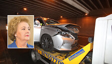 Vilniuje K.Brazauskienės vairuojamas visureigis &bdquo;Lexus&ldquo; atsitrenkė į sieną