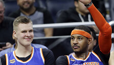 Kristapas Porzingis ir Carmelo Anthony