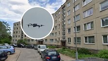 Dronas i&scaron;gąsdino Lazdynų gyventojus