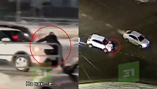 Nufilmavo, kaip automobilis nestodamas lėkė su vyru ant kapoto